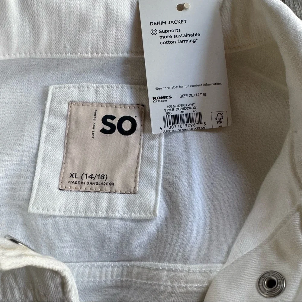 SO® Essential Denim Jacket Girls Size XL (14/16) or Women’s Size S, NWOT - Picture 10 of 13